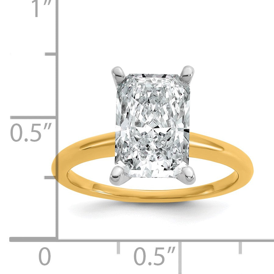 14K Bicolor 3 ct. Laborgezüchteter Diamant VS/SI+ G+ Radiant-Schliff Solitär-Verlobungsring