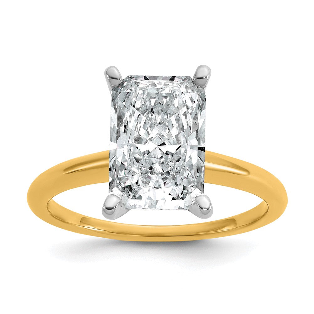 14K Bicolor Verlobungsring mit 3 ct. zertifiziertem, im Labor gezüchtetem Diamant im Radiant-Schliff, VS/SI+ G+, Solitär