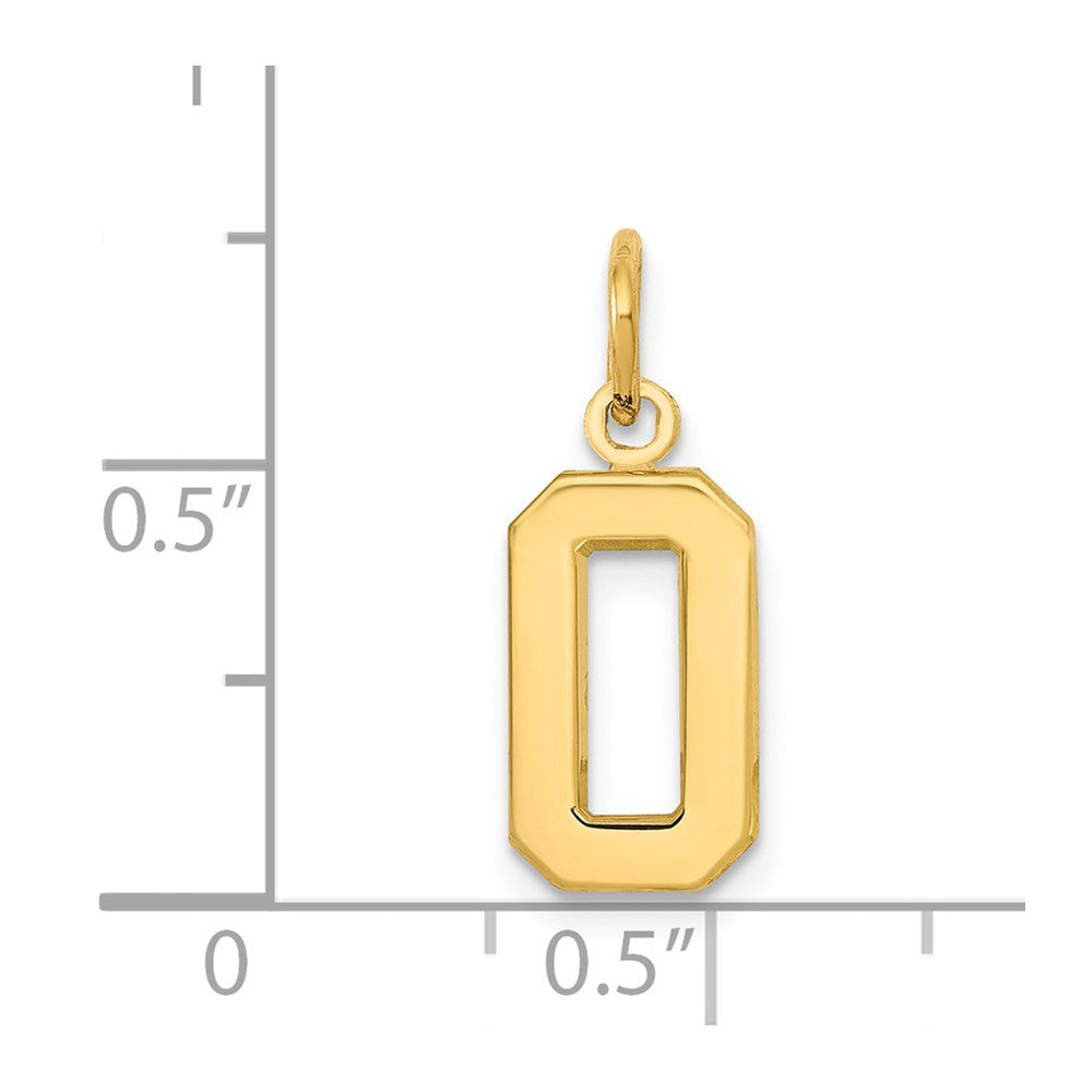 14K Gelbgold Klein Poliert Zahl 0 Charm