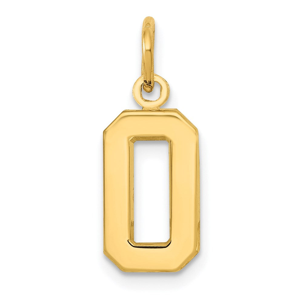 14K Gelbgold Klein Poliert Zahl 0 Charm