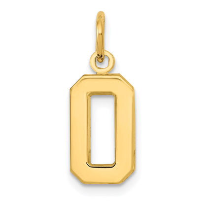 14K Gelbgold Klein Poliert Zahl 0 Charm