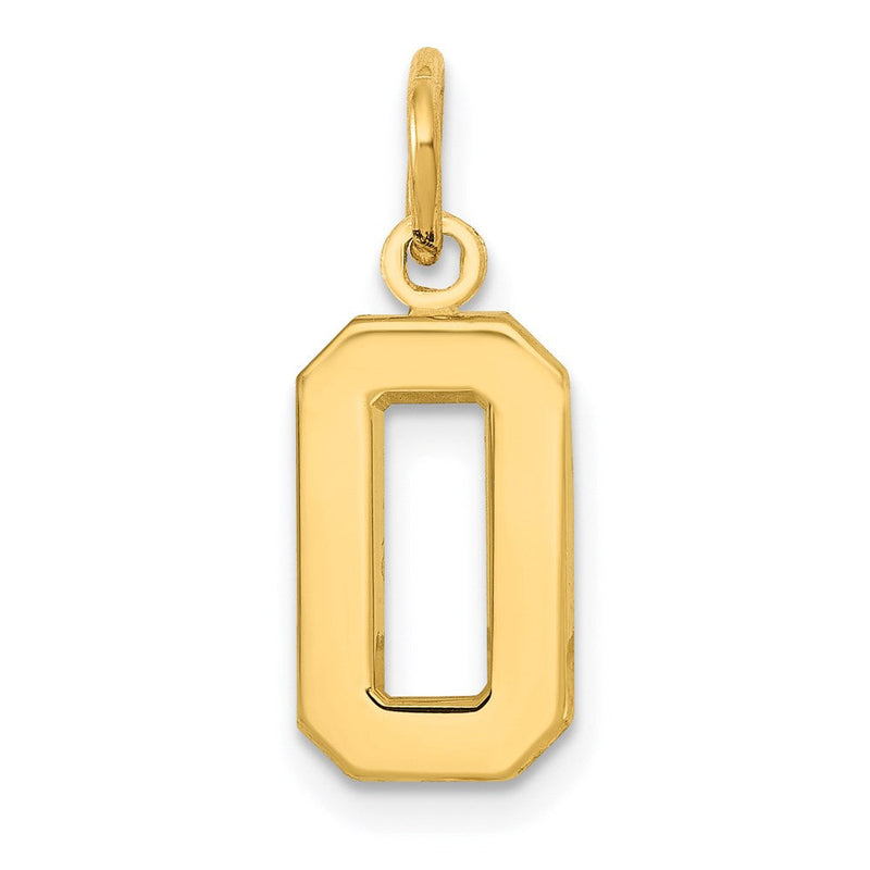14K Gelbgold Klein Poliert Zahl 0 Charm