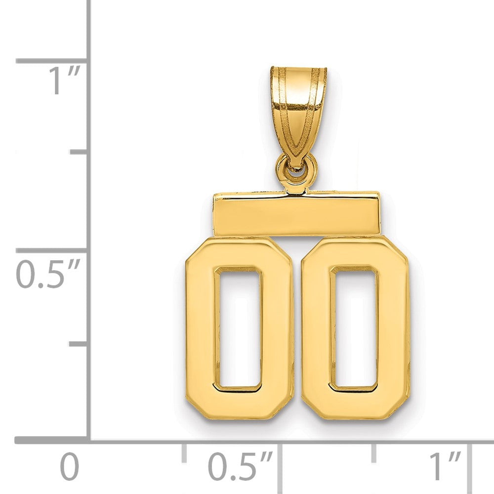 10K Gelbgold Klein Poliert Zahl 00 Charm