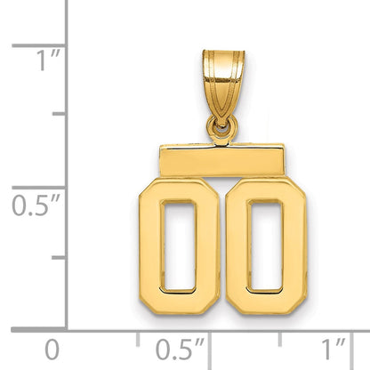 10K Gelbgold Klein Poliert Zahl 00 Charm