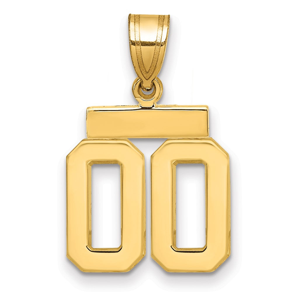 10K Gelbgold Klein Poliert Zahl 00 Charm