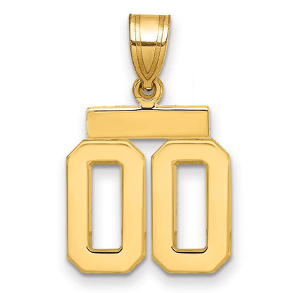 10K Gelbgold Klein Poliert Zahl 00 Charm