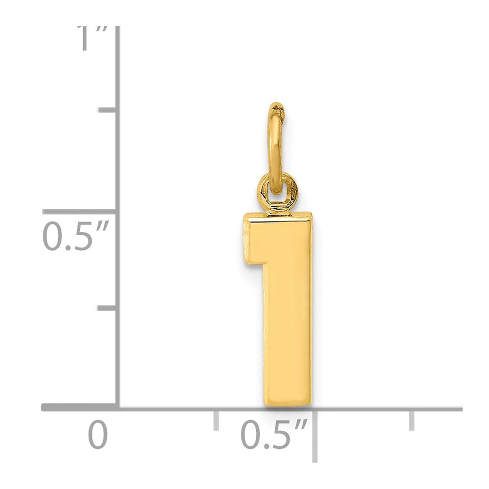 14K Gelbgold Klein Poliert Zahl 1 Charm