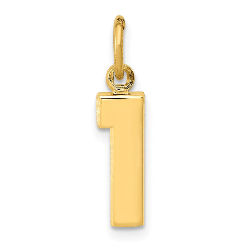 14K Gelbgold Klein Poliert Zahl 1 Charm