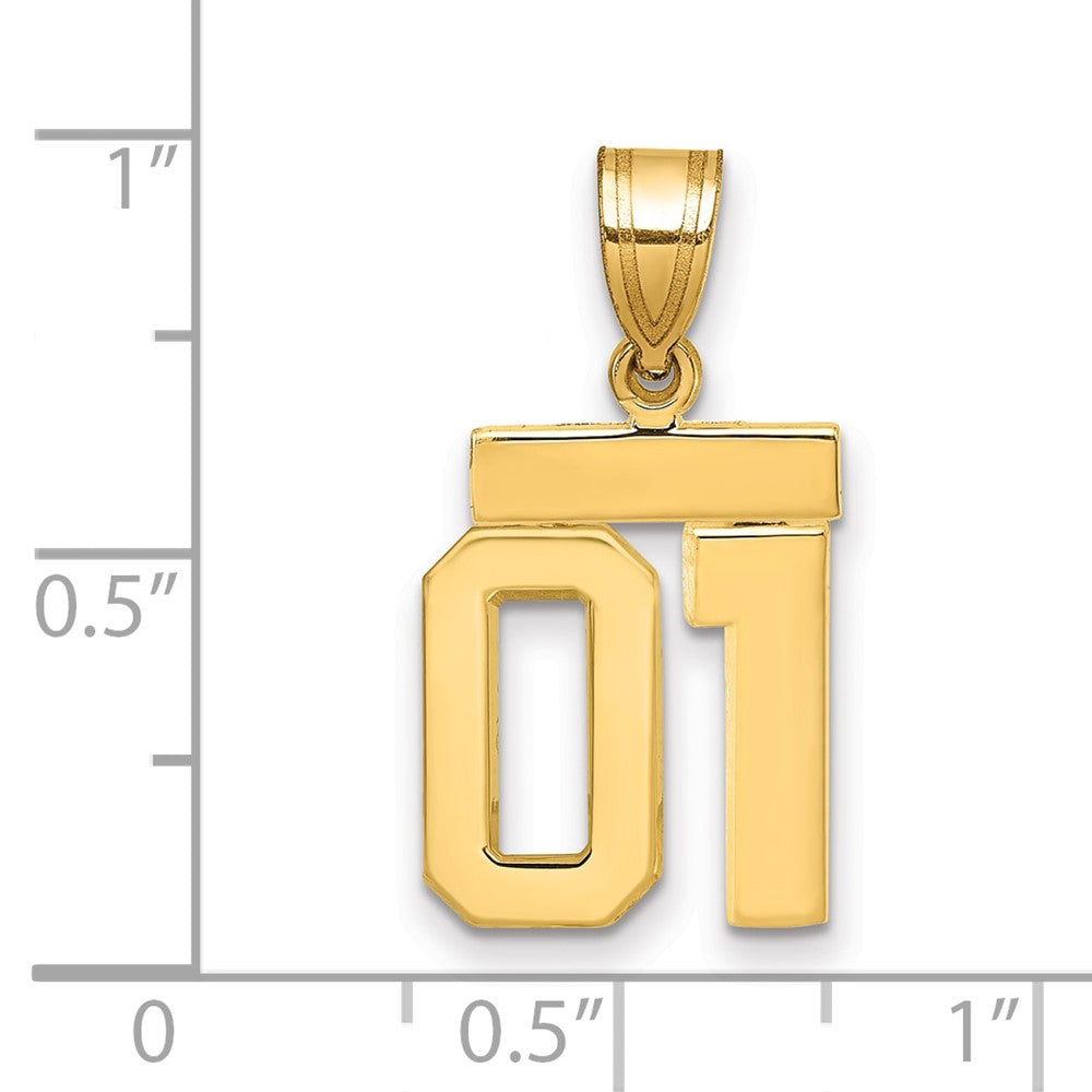 10K Gelbgold Klein Poliert Zahl 01 Charm