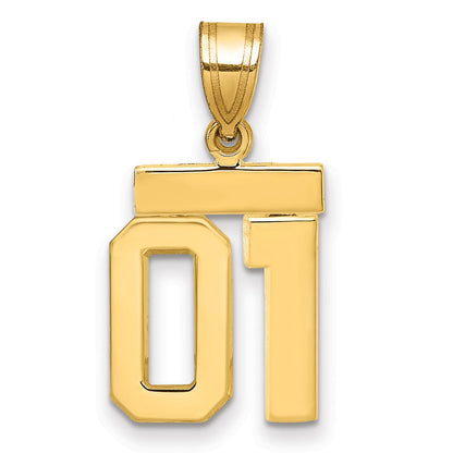 10K Gelbgold Klein Poliert Zahl 01 Charm