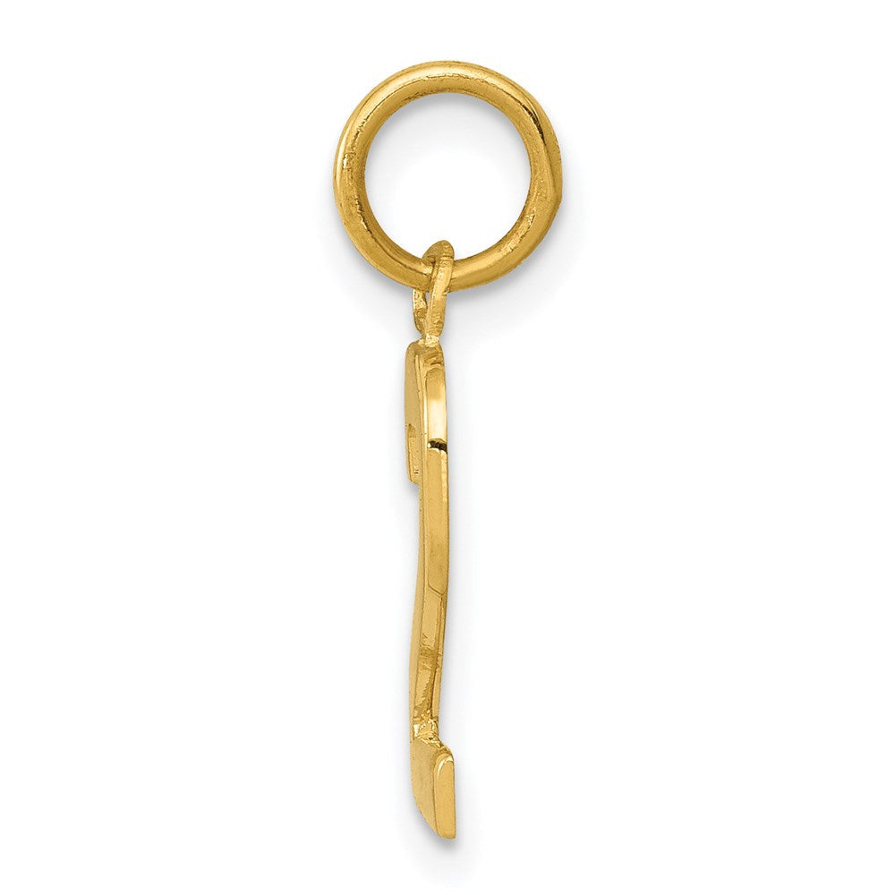 14K Gelbgold Klein Poliert Zahl 2 Charm