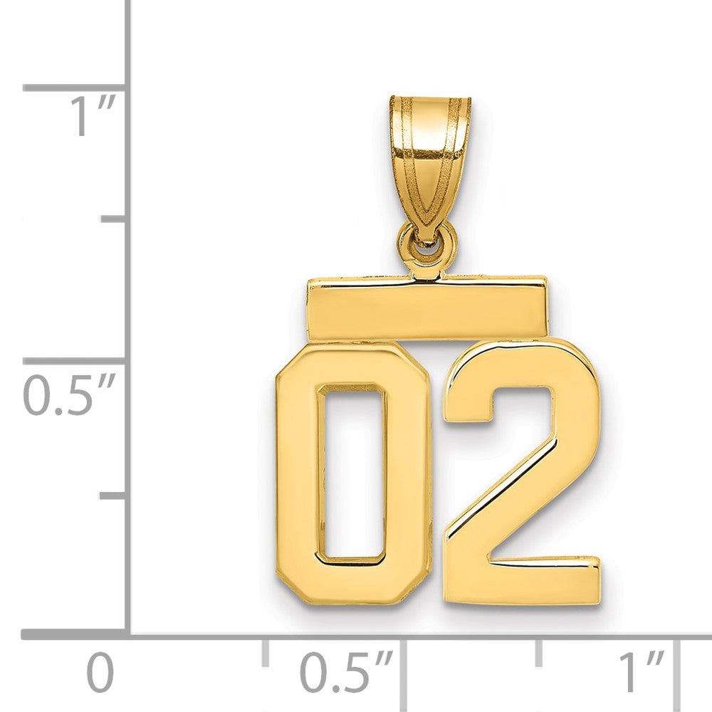 10K Gelbgold Klein Poliert Zahl 02 Charm