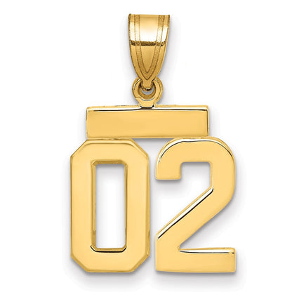 10K Gelbgold Klein Poliert Zahl 02 Charm