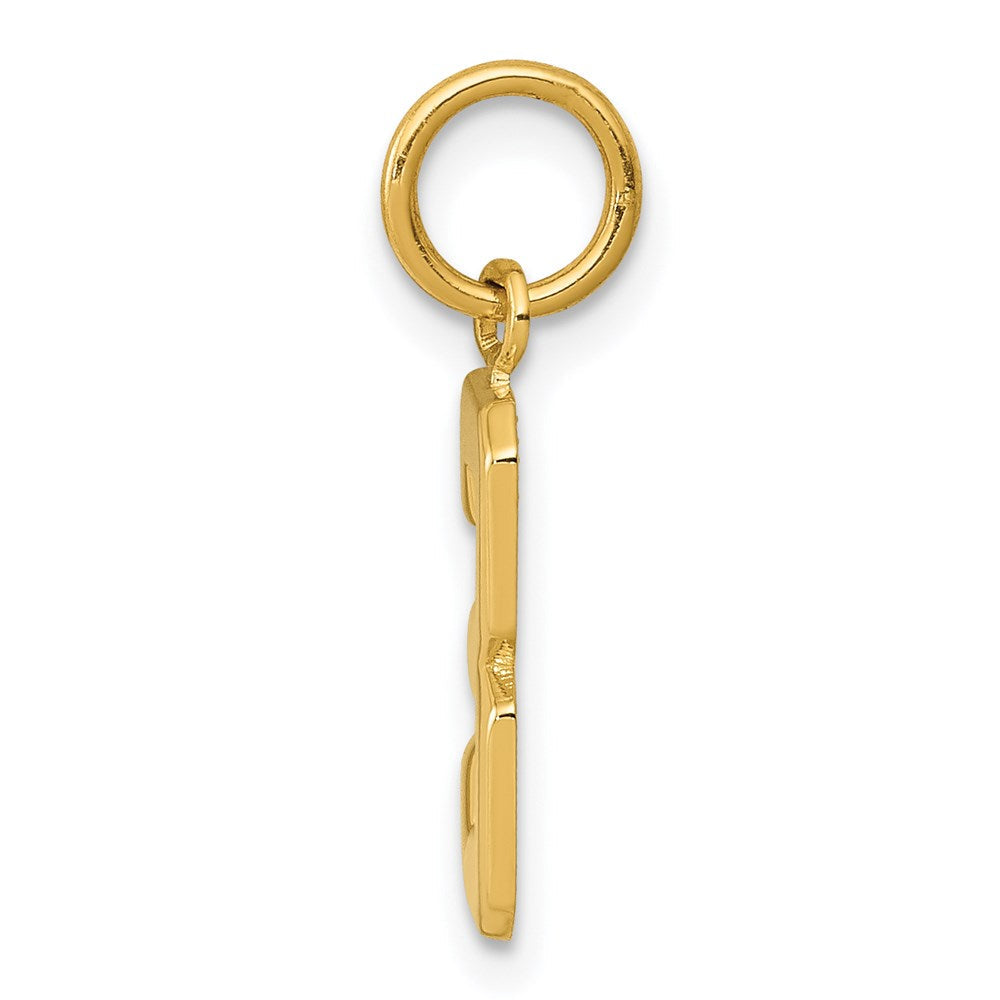 14K Gelbgold Klein Poliert Zahl 3 Charm