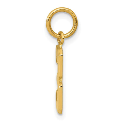 14K Gelbgold Klein Poliert Zahl 3 Charm