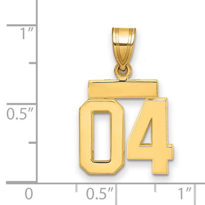 14K Gelbgold kleiner polierter Charm mit Zahl 04 obenauf