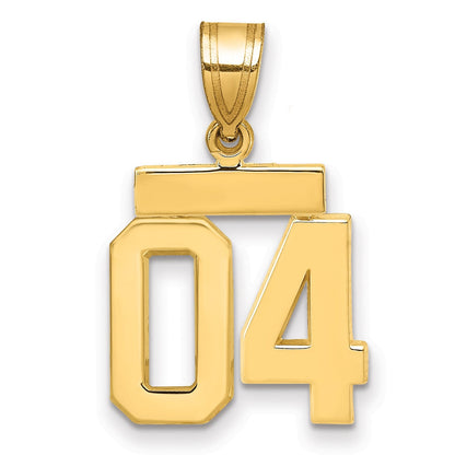 14K Gelbgold kleiner polierter Charm mit Zahl 04 obenauf