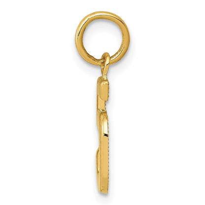 14K Gelbgold Klein Poliert Zahl 5 Charm