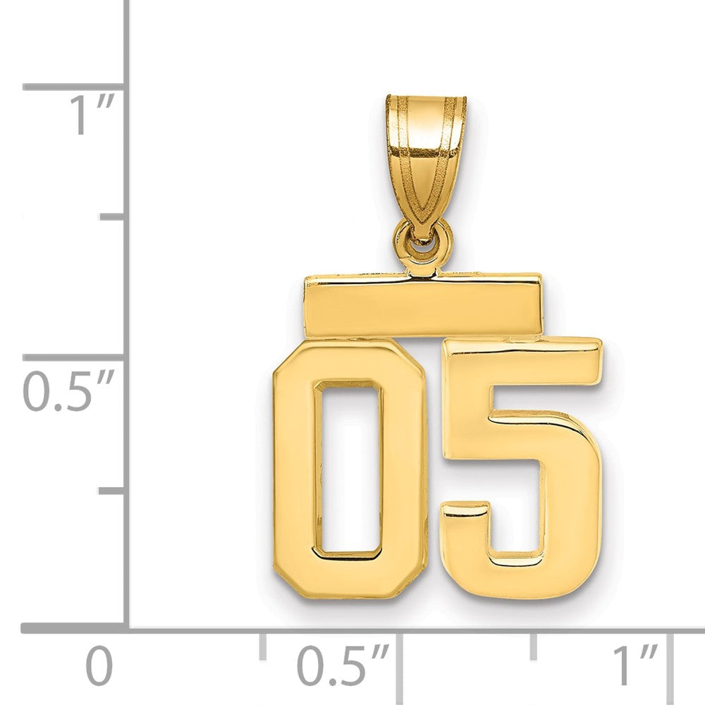 10K Gelbgold Klein Poliert Zahl 05 Charm