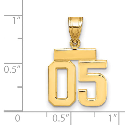 14K Gelbgold Kleiner Polierter Charm mit Zahl 05 Oben