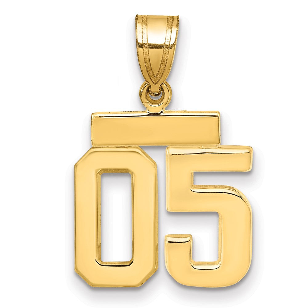 14K Gelbgold Kleiner Polierter Charm mit Zahl 05 Oben