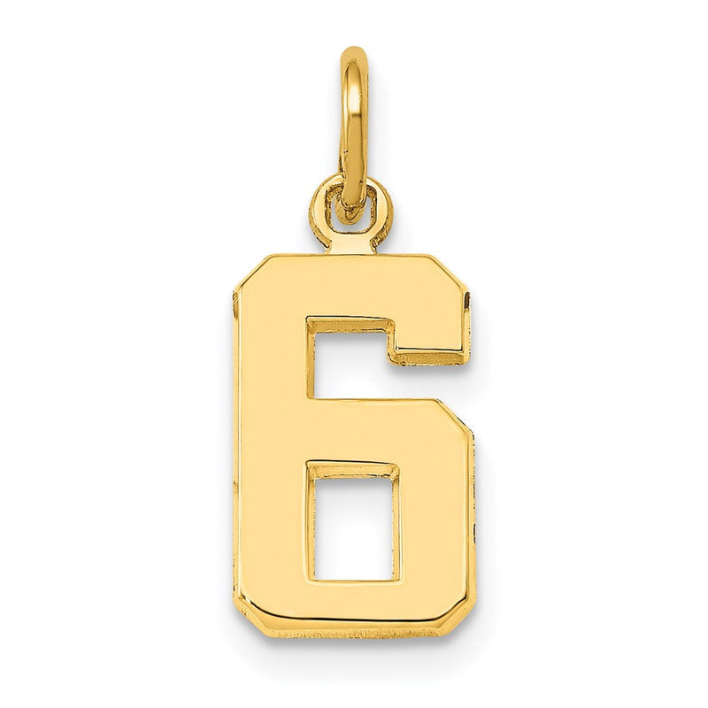 14K Gelbgold Klein Poliert Zahl 6 Charm