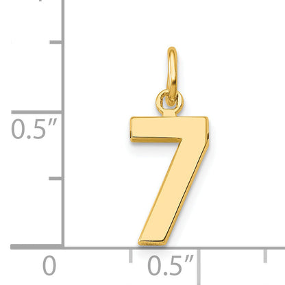 14K Gelbgold Klein Poliert Zahl 7 Charm