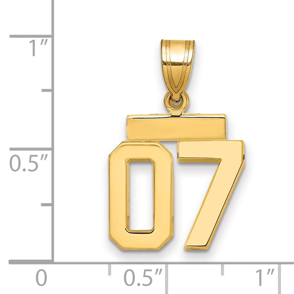 14K Gelbgold Kleiner Polierter Charm mit Zahl 07 Oben