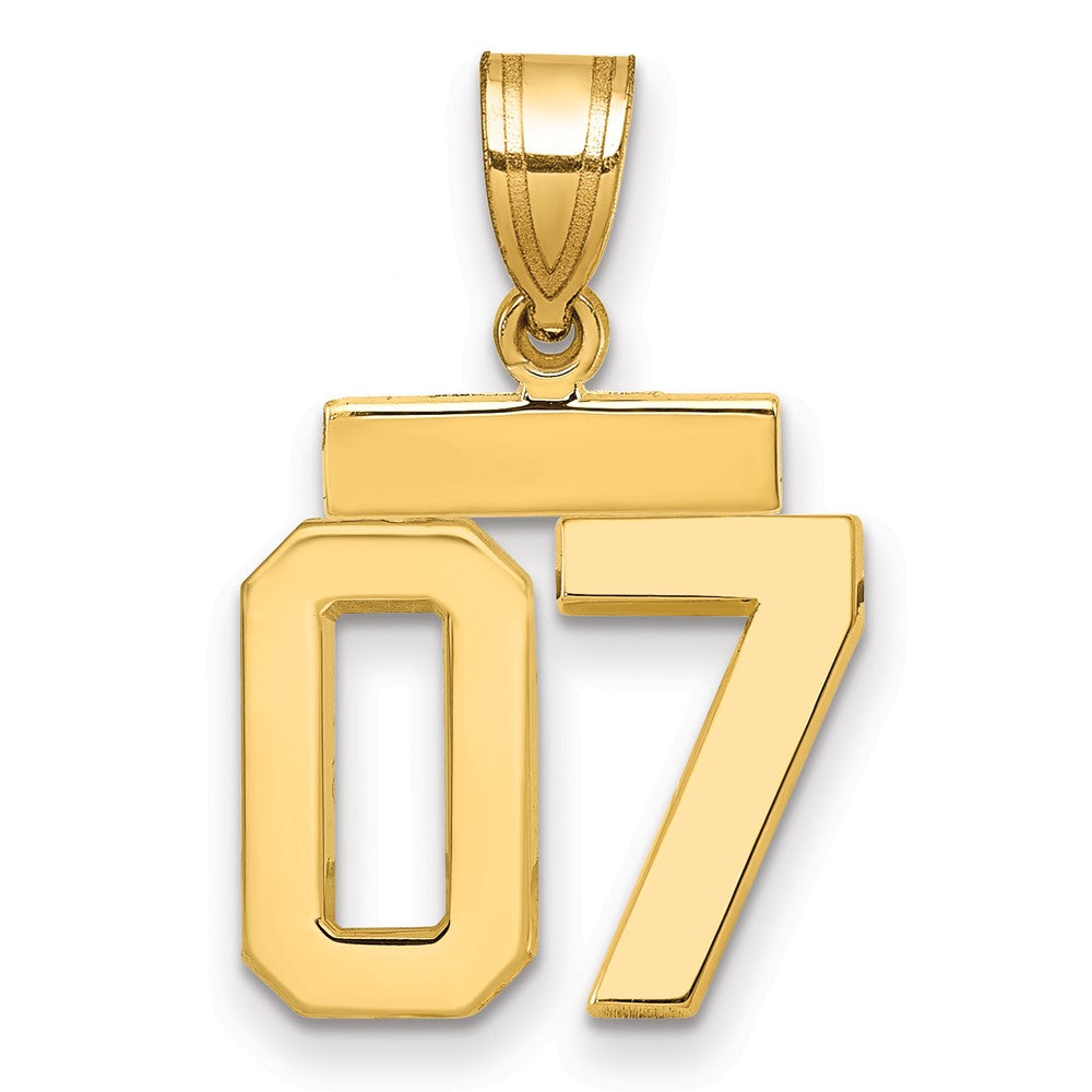 14K Gelbgold Kleiner Polierter Charm mit Zahl 07 Oben