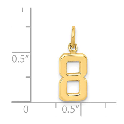 14K Gelbgold Klein Poliert Zahl 8 Charm