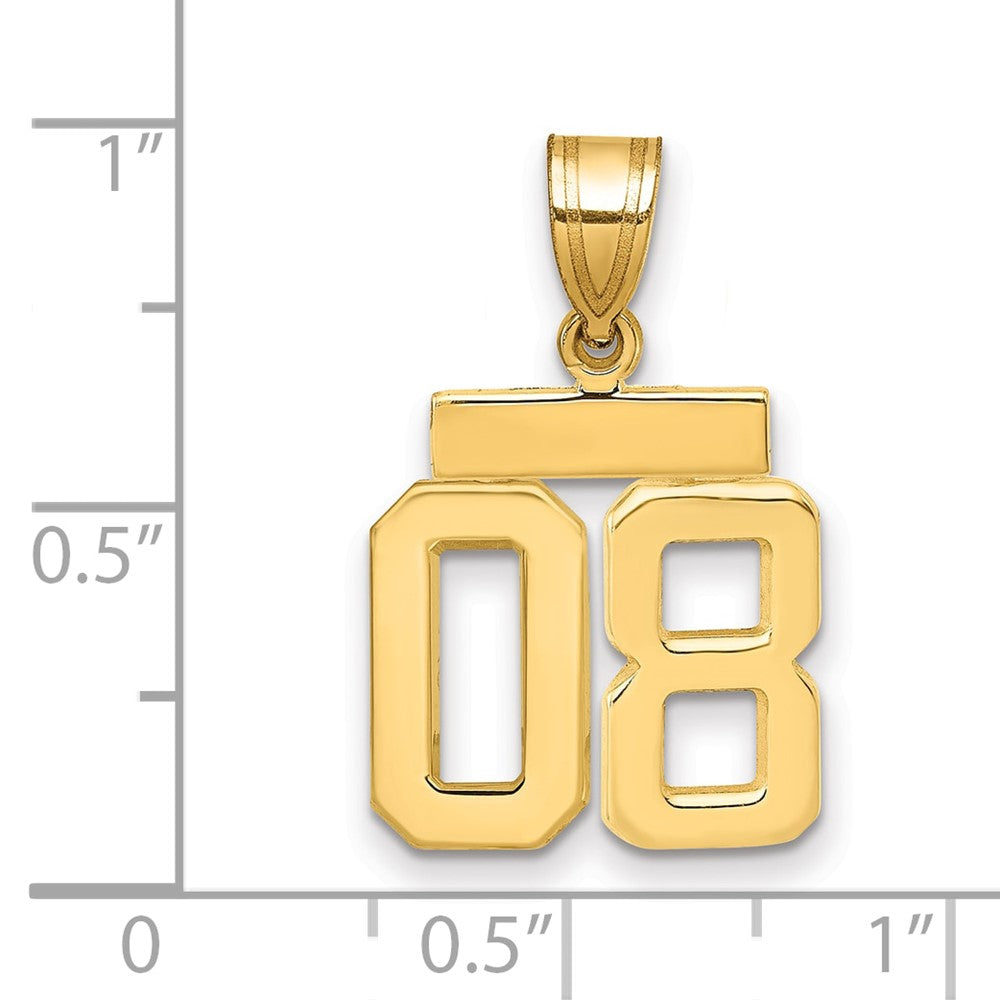 14K Gelbgold Kleiner Polierter Zahl-08-Anhänger (Charm)