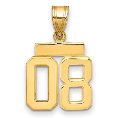 14K Gelbgold Kleiner Polierter Zahl-08-Anhänger (Charm)