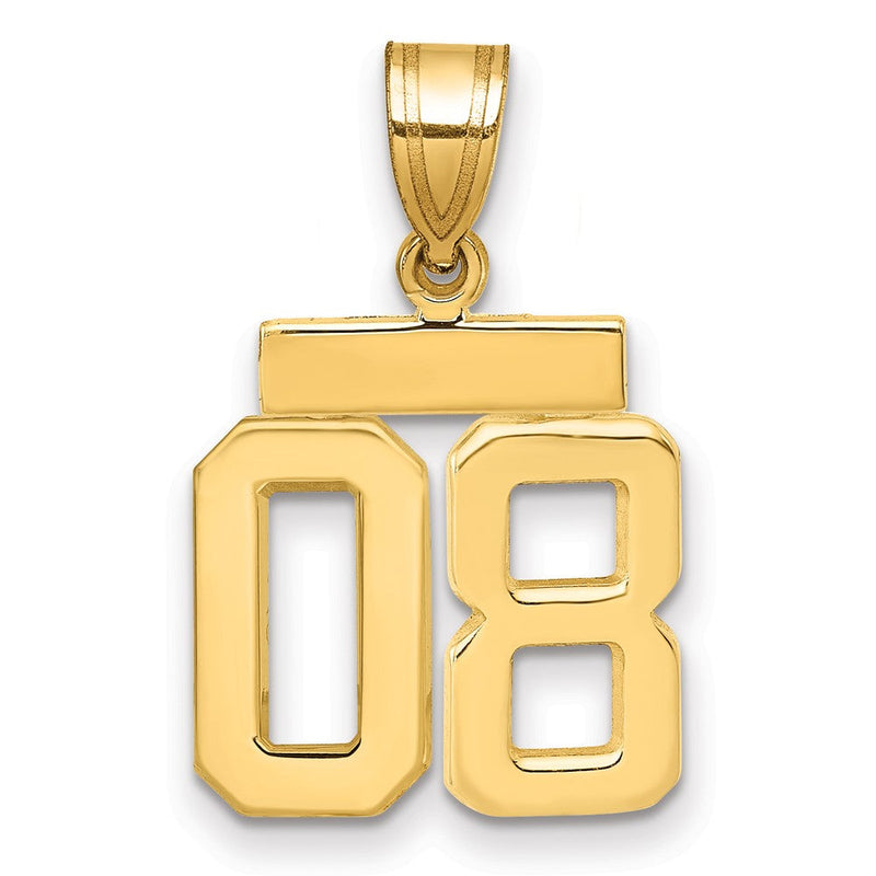 14K Gelbgold Kleiner Polierter Zahl-08-Anhänger (Charm)
