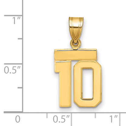 14K Gelbgold Kleiner Polierter Charm „Zahl 10“