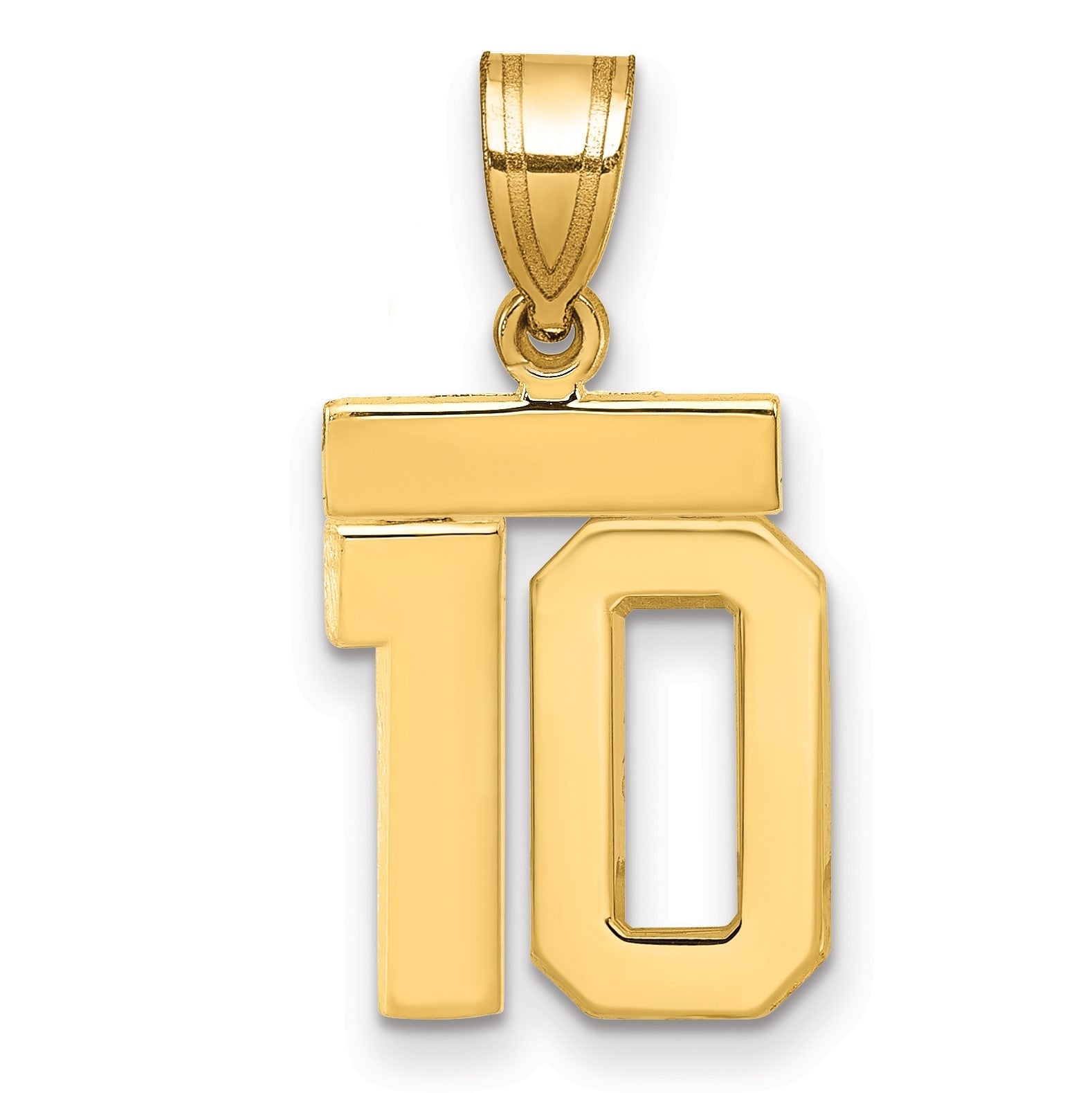 14K Gelbgold Kleiner Polierter Charm „Zahl 10“