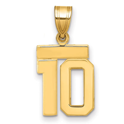 14K Gelbgold Kleiner Polierter Charm „Zahl 10“