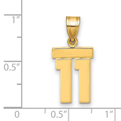 14K Gelbgold Kleiner Polierter Charm „Zahl 11