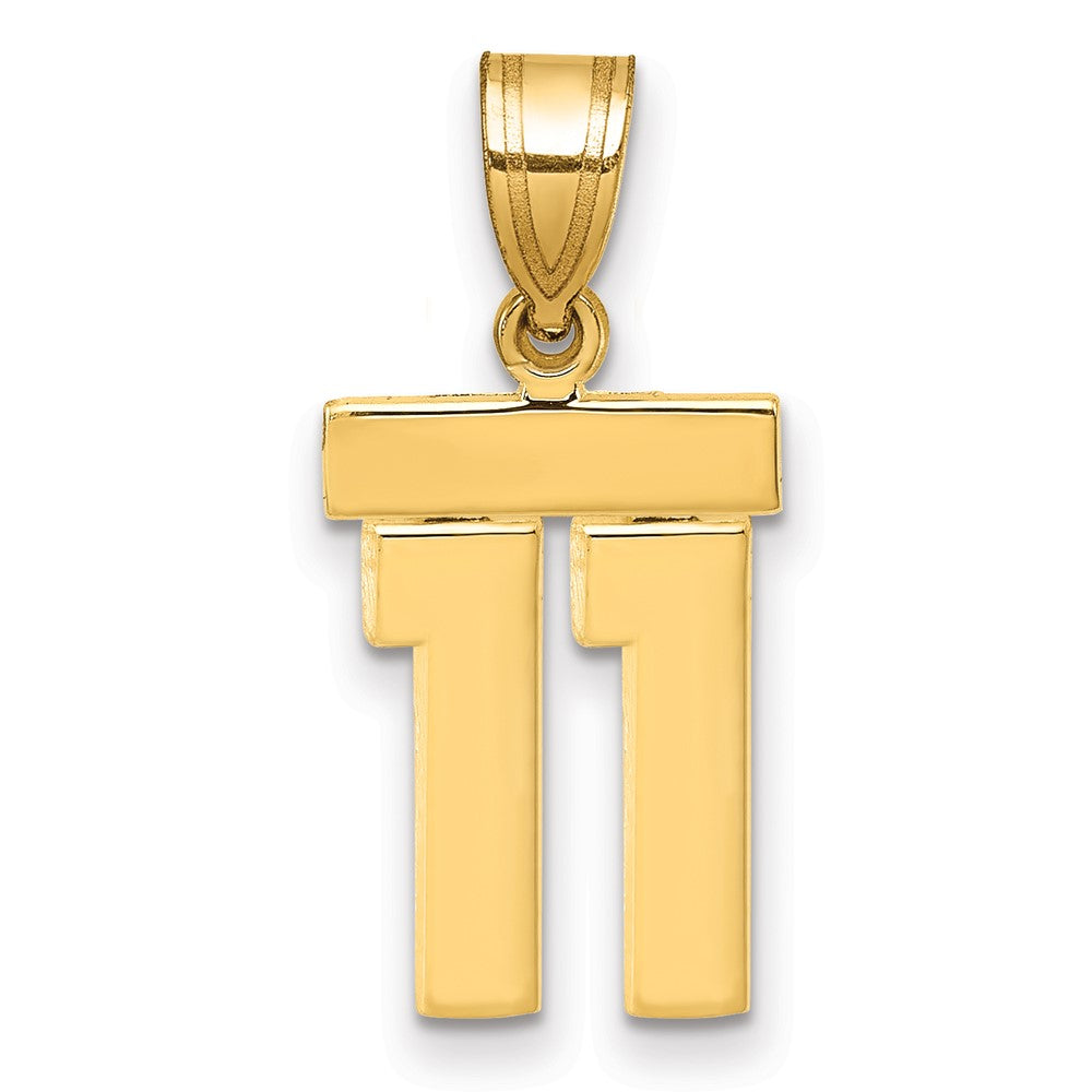 14K Gelbgold Kleiner Polierter Charm „Zahl 11