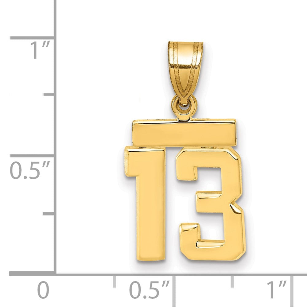14K Gelbgold Kleiner Polierter Charm „Zahl 13“