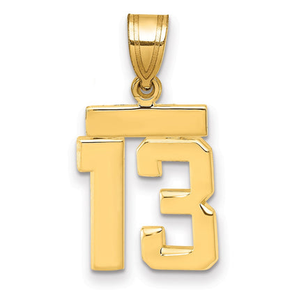14K Gelbgold Kleiner Polierter Charm „Zahl 13“