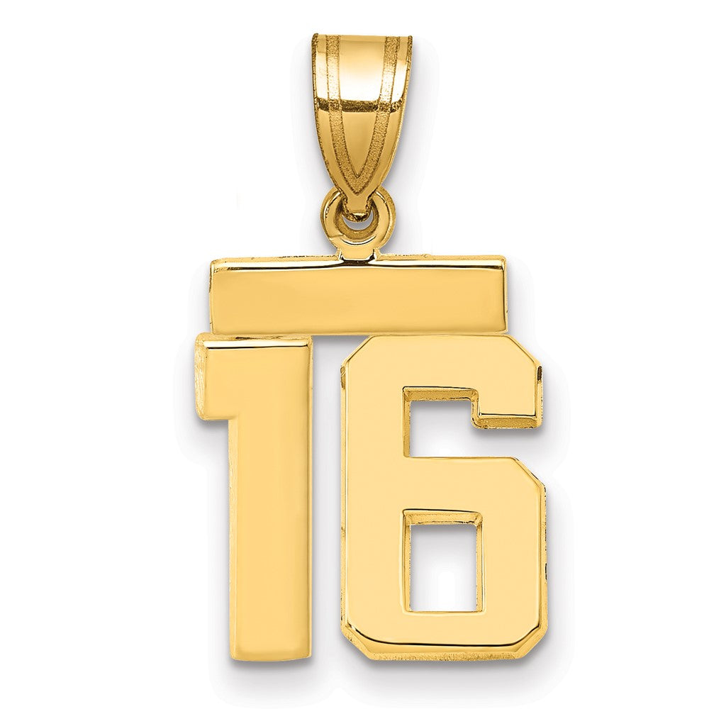 14K Gelbgold Kleiner Polierter Zahl-16-Charm