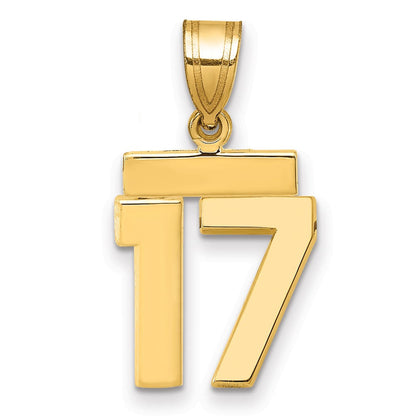 14K Gelbgold Kleiner Polierter Zahl-17-Charm