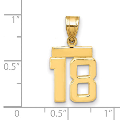 14K Gelbgold Kleiner Polierter Charm „Zahl 18“
