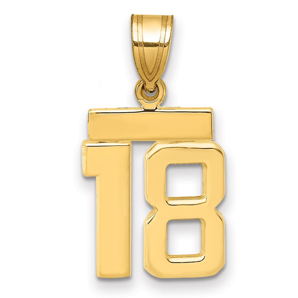 14K Gelbgold Kleiner Polierter Charm „Zahl 18“