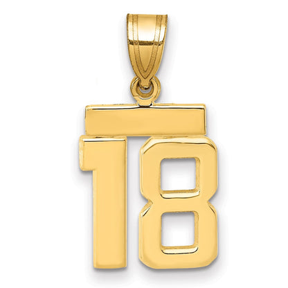 14K Gelbgold Kleiner Polierter Charm „Zahl 18“