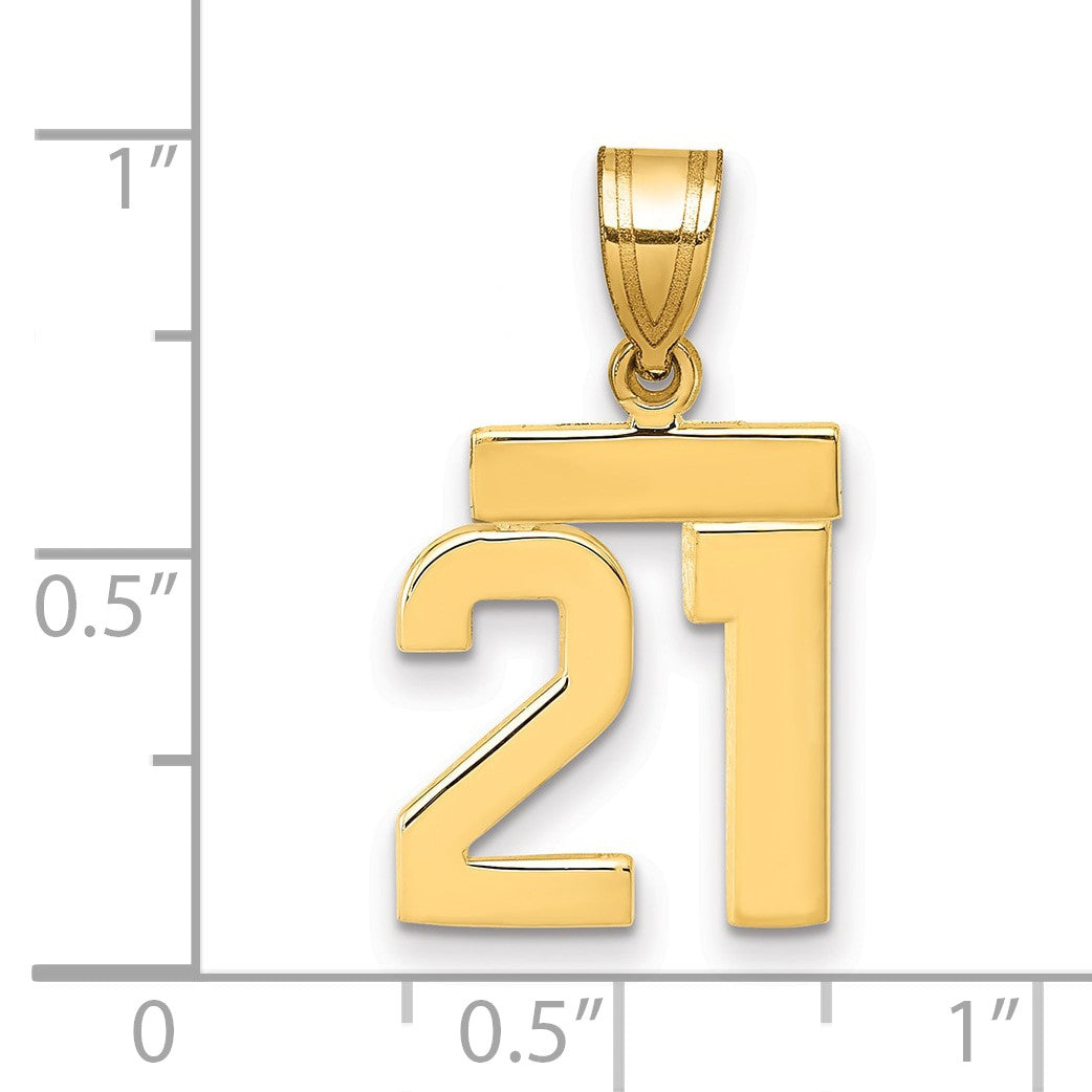 14K Gelbgold Kleiner Polierter Zahlen-Anhänger "21
