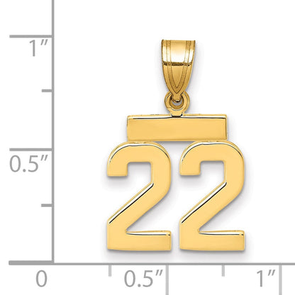 14K Gelbgold Kleiner Polierter Zahl-22-Charm