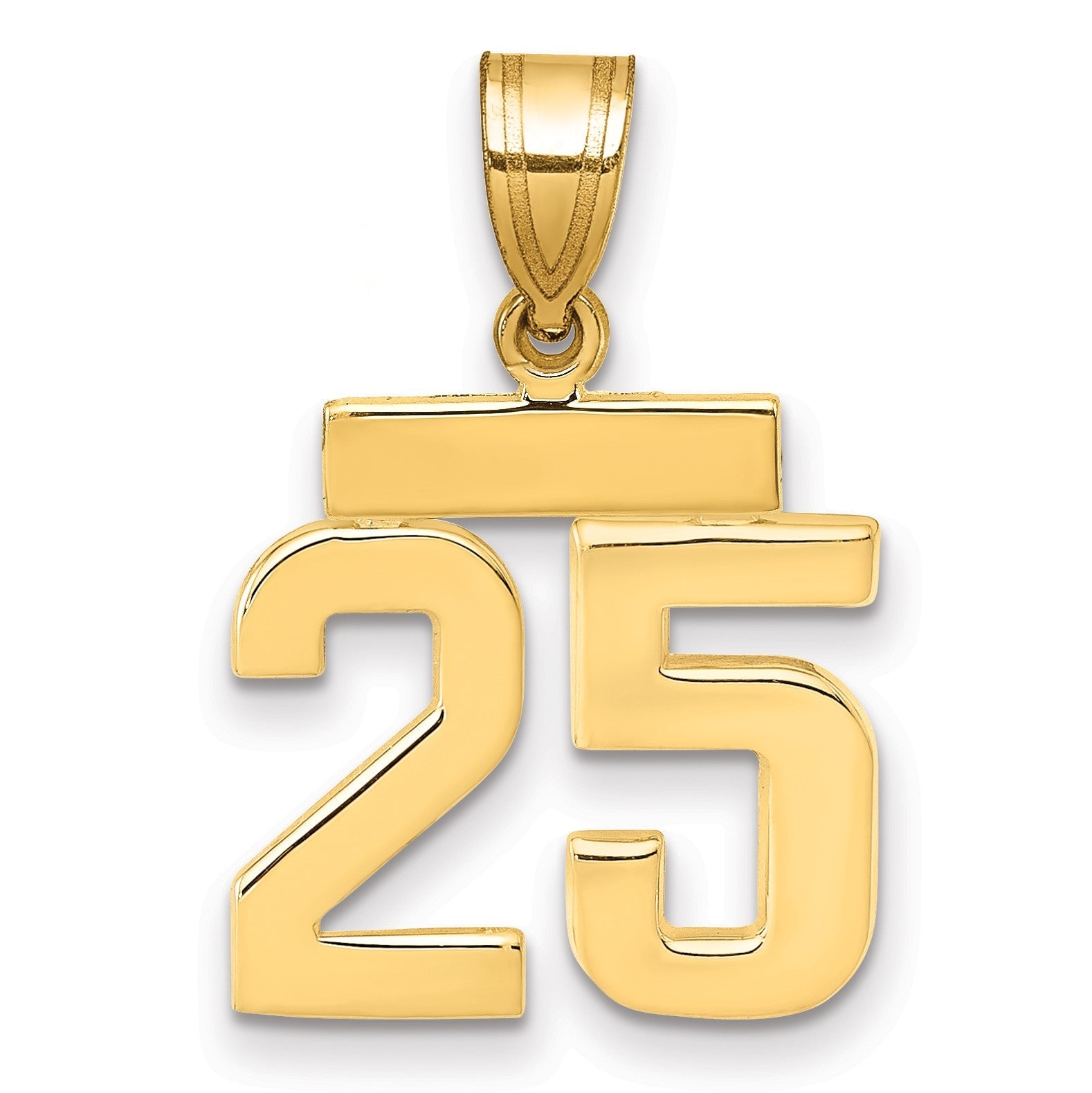 14K Gelbgold Kleiner Polierter Charm „Zahl 25“
