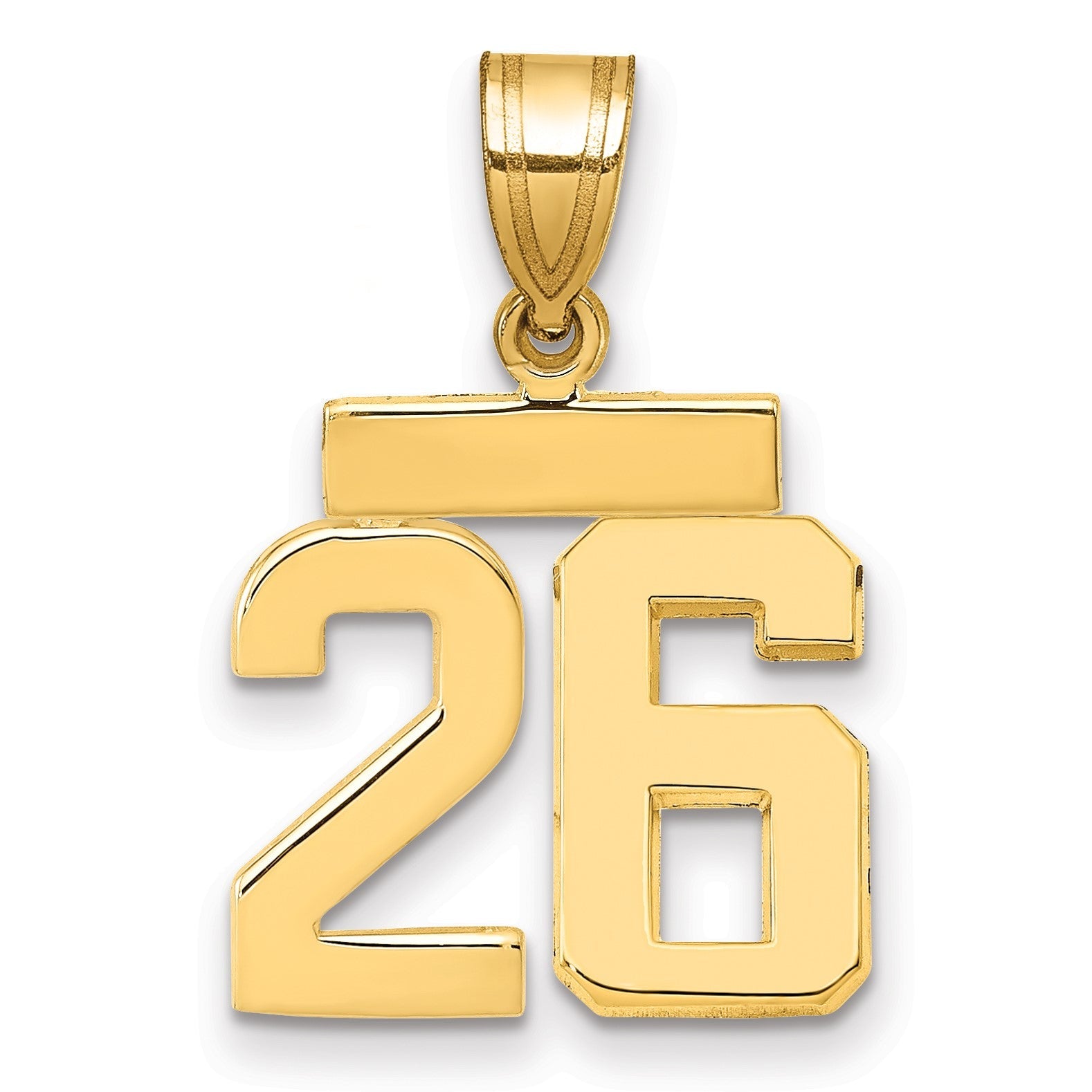 14K Gelbgold Kleiner Polierter Zahl-26-Charm