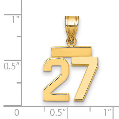 14K Gelbgold Kleiner Polierter Zahlen-Charm „27